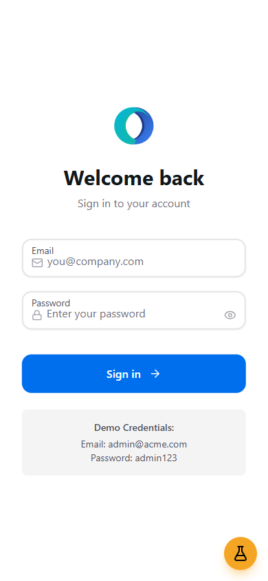 Orbit Sign in phone interface