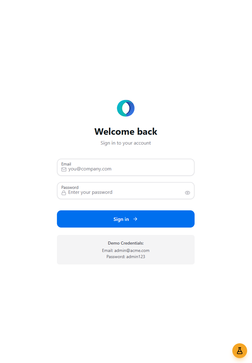 Orbit Sign in tablet interface