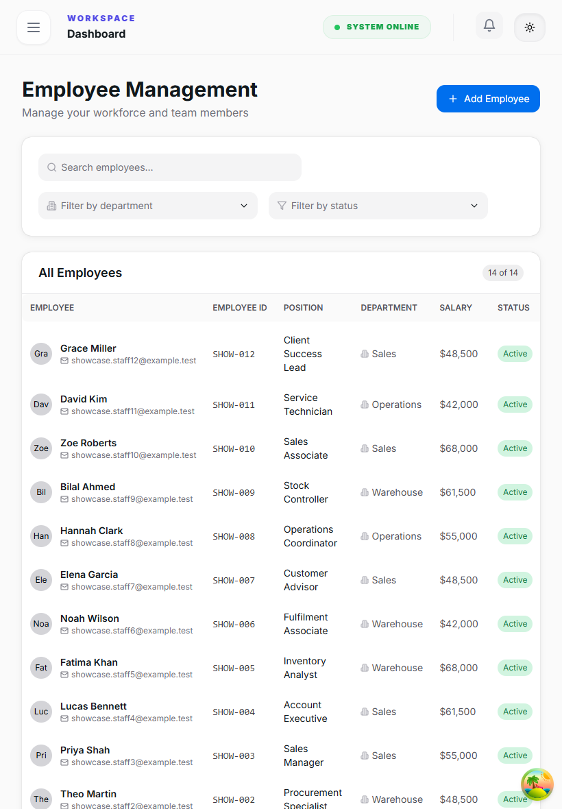 swiki Employees tablet interface